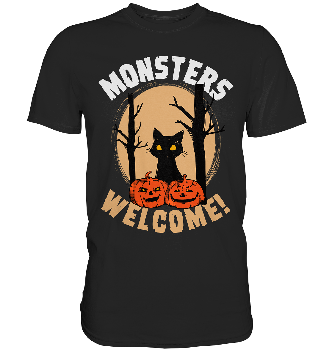 Katze und Kürbis | Halloween - Premium Shirt