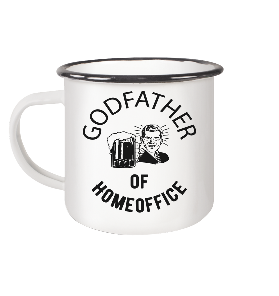 Godfather of Homeoffice - Emaille Tasse (Black)